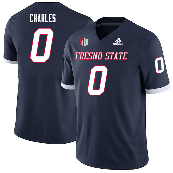 Men #0 Charlotin Charles Fresno State Bulldogs College Football Jerseys Sale-Navy